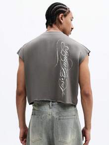 SUMWON Sleeveless Crew Neck Tank With Los Angeles Cursive Script Graphic Print And Muscle Fit Vintage Inspired Street Style Tee - Grey - View 6