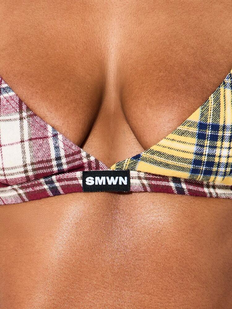 SUMWON WOMEN Contrast Check Triangle Bralette