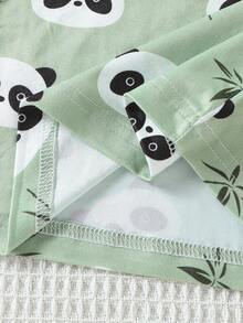 2-częściowy zestaw dla chłopca, dzianinowy, dwustronny polar, supermiękki i elastyczny, krótki rękaw, bluzka i spodnie, jasnoniebieski z białym barankiem, zielony z uroczym misiem - Wielokolorowe - Zobacz 6