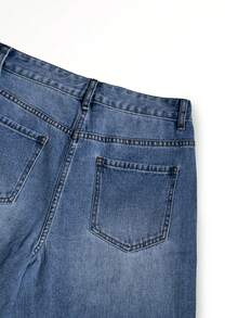 GlowEve Women's Heart Pattern Casual Straight Leg Jeans With Belt Loops - Blue - View 5