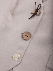 Franclia 大码女式休闲度假杏色亚麻质感无袖衬衫，夏季 - 杏色 - 查看 4