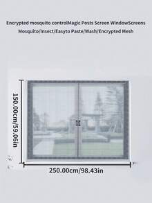 多种尺寸可选，防蚊虫，透气，易于安装的魔术贴自粘式窗纱，适用于客厅和卧室 - 黑色 - 查看 13