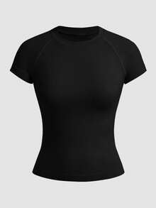 Velisys Velisys Women's Casual Solid Color Raglan Sleeve Seamless Sports T-Shirt, Summer - Multicolor - View 4