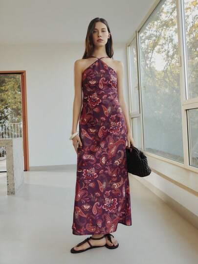 Nöista Paisley Print Halter Maxi Dress, Summer Vacation