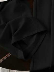 Resyla Women's Letter & Cherry Print Ruffle Round Neck Short Sleeve T-Shirt And Wide Leg Pants Casual 2 Pieces Set - Black - View 4