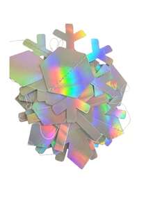 1pc-Winter Wonderland Snowflakes Decorations, Iridescent Snowflake Garland- Shimmer Holographic Paper Snowflakes Streamers For Iridescent Party Decor Christmas Frozen Themed Decor Birthday Wedding Bridal Shower Party Supplies,Christmas - Multicolor - View 5