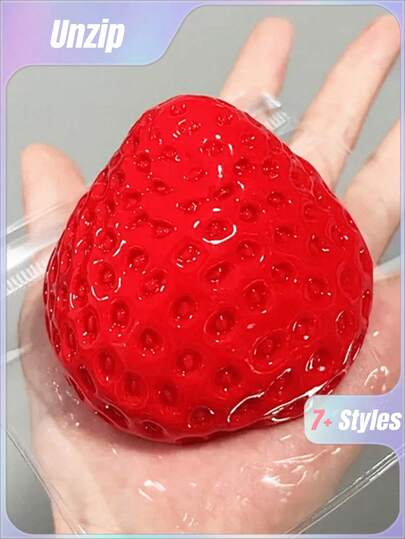 1pc Squishy Strawberry Tart Soft Silicone Squeeze - Stress Relief Sensory Toy For , Adults, Office And Party