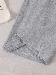 Autumn Back-To-School Girls' Wide Leg Pants,Spring/Summer Horse Print Light Linen Gray 3D Pleated Design,V-Shape Elastic Waist Soft Casual Trousers - Grey - View 8