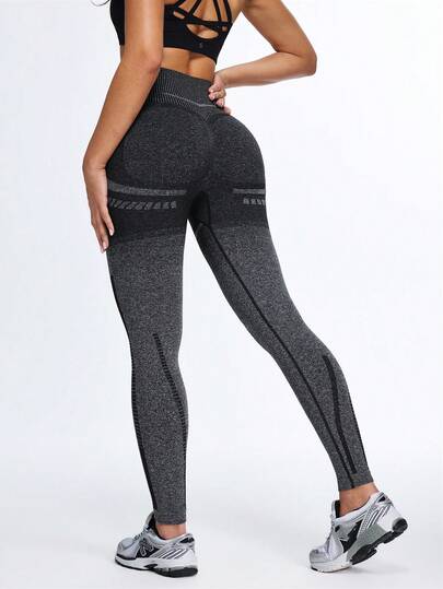 Eassivo Eassivo 女士高腰渐变塑形提拉运动紧身裤