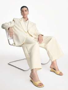 Mnmlis 女士尖头坡跟穆勒凉鞋，简约缝线设计，亮面卡其色皮革，穿着舒适，拉长腿部线条，适合工作、休闲、约会、派对、夏季穿着。 - 卡其色 - 查看 7