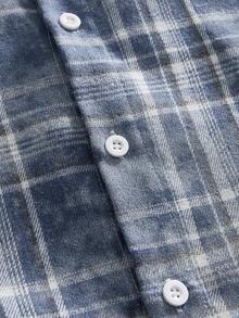 HIMLAND Camisa casual de manga corta con botones delanteros a cuadros para hombre, verano - Azul lavado oscuro - Ver 6