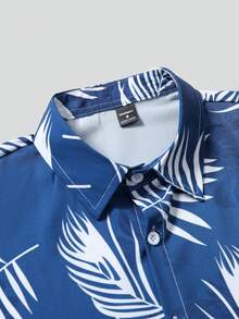 Manfinity RSRT 2pcs Men's Short Sleeve Front Button Casual Loose Fit Printed Set Tropical Vacation Outfits Men Blue Tropical Men Men's Hawaiian Shirt Men Cancun Outfit Men's Hawaii Outfit Old Money,Daily Leisure, Weekend Trips, Outdoor Activities, Travel Expeditions, Relaxed Work Environments Or Semi-Formal Occasions, Boyfriend/Husband Gift, Anniversary /Birthday Gift Party Summer Vacation Holiday,Beach Clothes Hawaiian Wedding,Spring To Summer - Multicolor - View 8