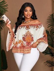 SOLERSUN 大码女装时尚度假宽松休闲印花春夏新款露肩上衣，单肩纯色上衣，适合日常通勤和度假，轻奢休闲衬衫，圣帕特里克节、复活节、音乐节、四叶草、街头风格、海滩度假、野餐、日常通勤时尚百搭衬衫，西式风格、波西米亚风格，端庄优雅，飘逸动感，端庄得体。 - 杏色 - 查看 2