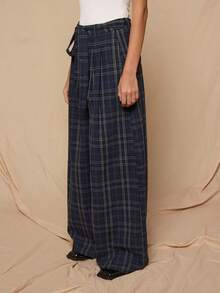 COUREZ Check Baggy Balloon Trousers /Y2K Spring For Women Street Streetwear Oversized Trousers For Women Going Out Party Summer Trousers - Blue - View 5
