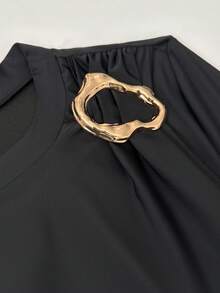 Swim Mulvari Bộ 2 món màu đen: Áo dài tay cổ tròn xếp ly và quần đen, trang phục Burkini thường ngày cho nữ đi nghỉ mát. - màu đen - Xem 6
