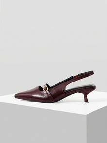 Mnmlis Damen Rückenfreie, bequeme Spitzschuh-Pumps mit 4,5cm Absatz, Berufsanzug passende Damenschuhe in Weinrot - Bordeaux - Übersicht 1