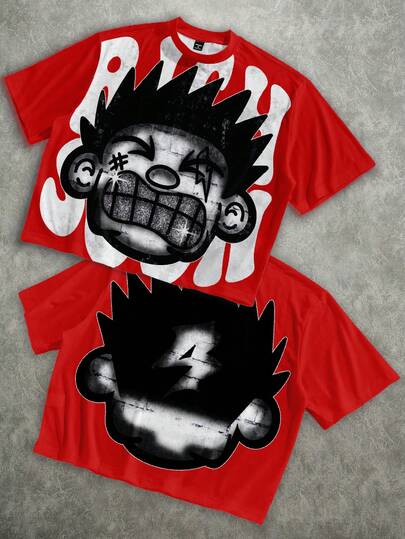 Manfinity ZONE917 OEM Digital Full Print Loose Cropped T-Shirt (High Quality) Anime Tshirt