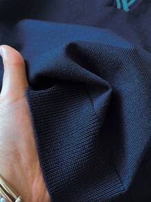 Muvela Spring/Summer New Contrast Trim Polo Collar Fitted Knit Top, Adjustable Elastic Waist Pleated Skirt, Versatile Y2K Office/Social Occasion Outfit - Navy Blue - View 7