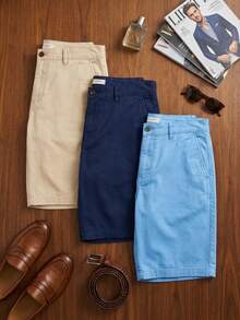 paquete de tres Bermudas lisas para hombre - paq85 - Ver 2