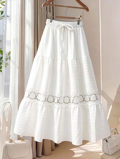 GlowEve CURVE Plus Size Women Jacquard Casual Everyday Romantic Commute Fashion Versatile A-Line Skirt