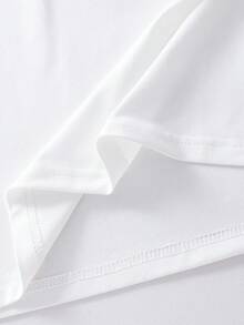 SHEIN Girls Graphic Print Round Neck Casual T-Shirt And Straight Leg Pants Set - White - View 5