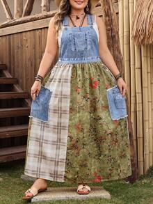EMERY ROSE Đầm denim in họa tiết thường ngày dành cho nữ cỡ lớn - Nhiều màu - Xem 4