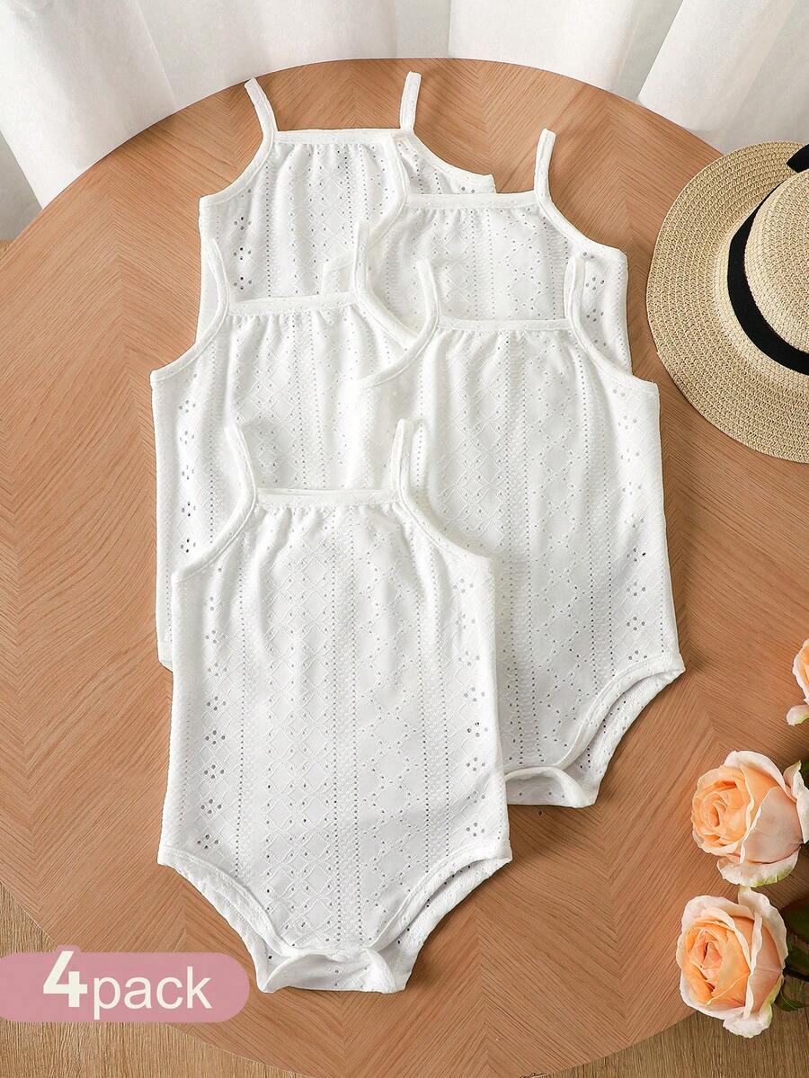 女婴镂空刺绣休闲连体衣 - 白色 - 查看 1