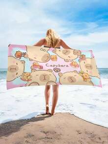 1 Khăn tắm biển in hình chuột lang nước dễ thương - Chất liệu microfiber siêu mềm, có thể giặt máy, thiết kế hoạt hình đáng yêu với kính mắt và phụ kiện thời trang, hoàn hảo cho những ngày đi bơi, dã ngoại biển và quà tặng Valentine, phụ kiện bên hồ bơi | Thiết kế độc đáo, phụ kiện bãi biển - Nhiều màu - Xem 4