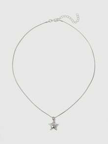 ROMWE Grunge Punk 1 件时尚水钻星形吊坠项链，复古百搭设计，适合男女，日常佩戴（彩色水钻颜色随机） - 星星 - 查看 11