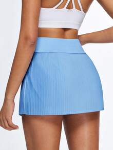 Eassivo Eassivo Women's High Waist Pleated Casual Fitness Sports Skirt - Baby Blue - View 2