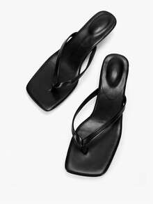 夏季新款女士纯色拖鞋，优雅度假鞋，休闲沙滩高跟凉鞋，时尚易穿高跟鞋，适合正装 - 黑色 - 查看 12