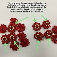 30 piezas/set Accesorio de decoración de prendas de unicolor, diseño de flor de cristal de fantasía de tela linda para manualidades y accesorios de joyería DIY para coser - Rojo - Ver 15
