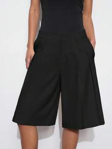 Maija Quần ống rộng dáng suông nữ, màu trơn, thích hợp cho mùa hè, đi làm, công sở, đi làm, làm giáo viên. - màu đen - Xem 6