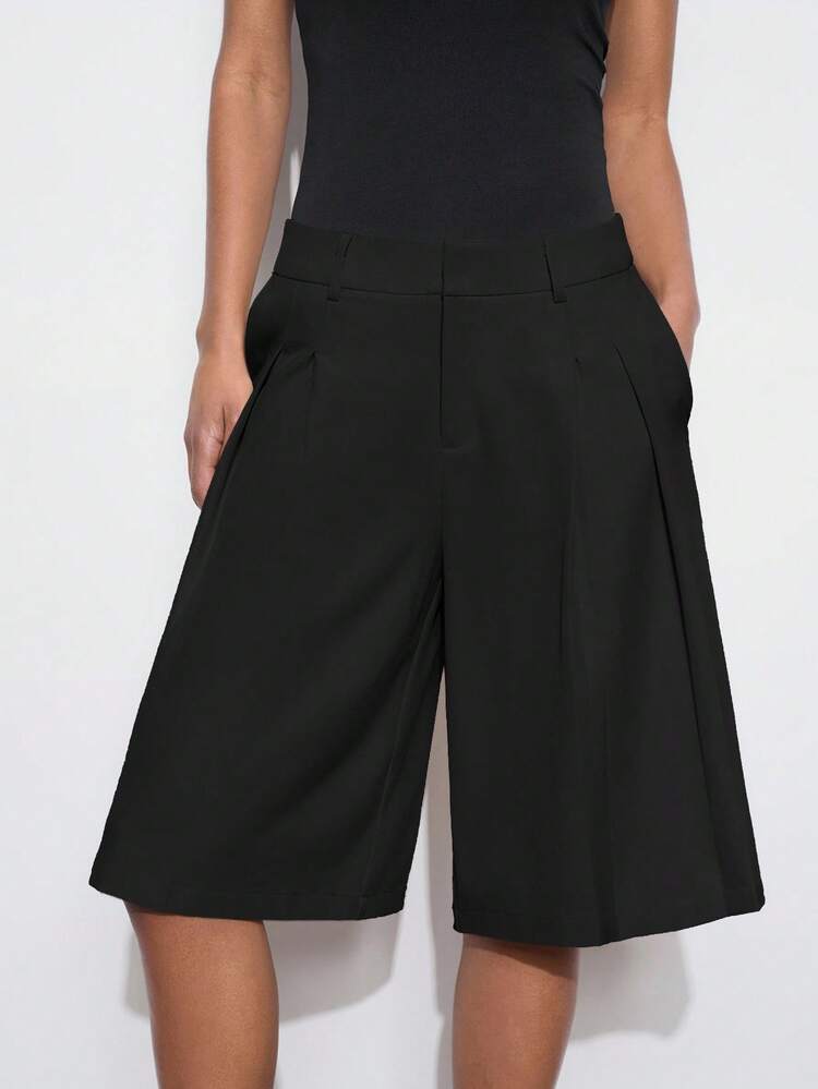 SHEIN Maija Women's Casual Loose Wide Leg Pants, Solid Color, Suitable For Summer, Urban Commute, Business Casual, Office Wear, Teacher