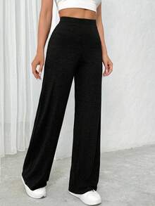 EURMUSE Women Grey Comfortable High Waisted Pants - Black - View 6