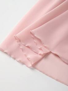 Franclia 女士优雅柔粉色V领雪纺连衣裙，尽显女性柔美气质，长款薄纱沙滩度假连衣裙 - 淺粉色 - 查看 5