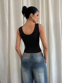 Siren Gaze Áo lót hai dây đính đinh tán, áo tank top nữ kiểu vintage - màu đen - Xem 2