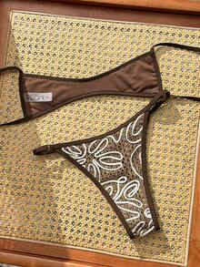 Swim Vcay 2pcs Women's Elegant Swimwear Set, Special Fabric, Beach Vacation, Spring/Summer 2026 - Brown - View 2
