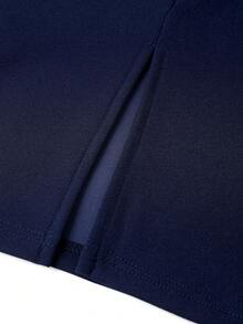 Ellevyn Women's Houndstooth Ruffle Collar Sleeveless Top And Pencil Midi Skirt Elegant 2 Pieces Set - Blue - View 6