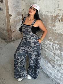 POPSWAY 大码女式休闲迷彩连体裤 迷彩背带裤 女式背带裤 女式迷彩背带裤 迷彩背带裤 - 彩色 - 查看 4