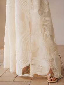 MOTF PREMIUM WOMEN'S ROMANTIC TEXTURED MESH JACQUARD SKIRT - Apricot - View 5