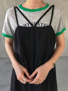 FRIFUL Women's Sleeveless A-Line Dress With Multiple Straps, Solid Color Summer Sundress - Black - View 1
