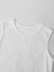 SHEIN Bộ 3 món dành cho nữ tuổi teen, gồm áo khoác nỉ có mũ kéo khóa in hình ngựa, áo tank top trắng và quần ống đứng cạp chun, thích hợp cho mùa thu. - Xám - Xem 9