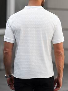 Manfinity Homme 男士骑士印花短袖Polo衫，适合通勤和日常穿着，夏季款 - 白色 - 查看 2