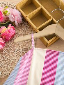 SHEIN Baby Girl Summer Casual Vacation Style Contrast Color Striped Print Ruffle Hem Spaghetti Strap Dress - Multicolor - View 4