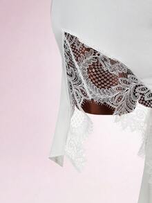 Amplova 2026 New New Style Satin Lace Design Elegant French White Mini Dress ,Summer Dress - White - View 9