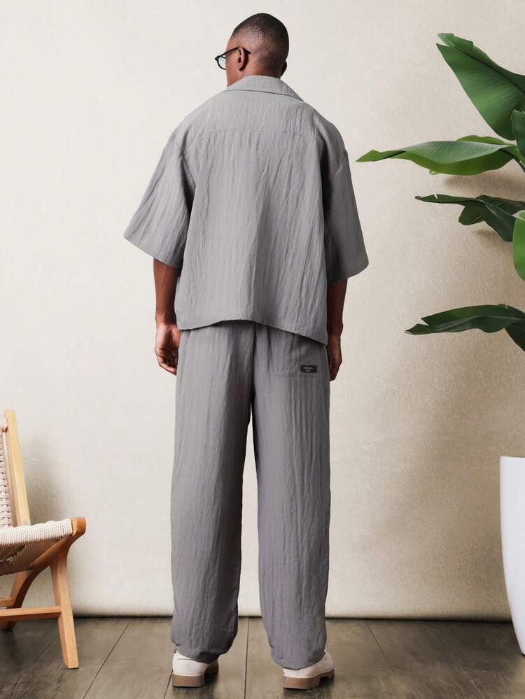 Grey Linen Shirt And Pants Set