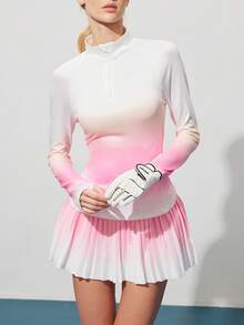 CourtClass 休闲百搭渐变印花长袖修身带拇指孔领女士高尔夫球衫 - 彩色 - 查看 4