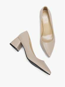 Alvarani New High Heel Pumps For Women, Spring Autumn Korean Style Pointed Toe Thick Heel Fashion Shoes - Khaki - View 7