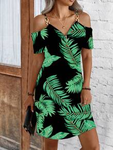 SHEIN Clasi Women's Casual Vacation Printed Spaghetti Strap Short Dress, Summer - Multicolor - View 6
